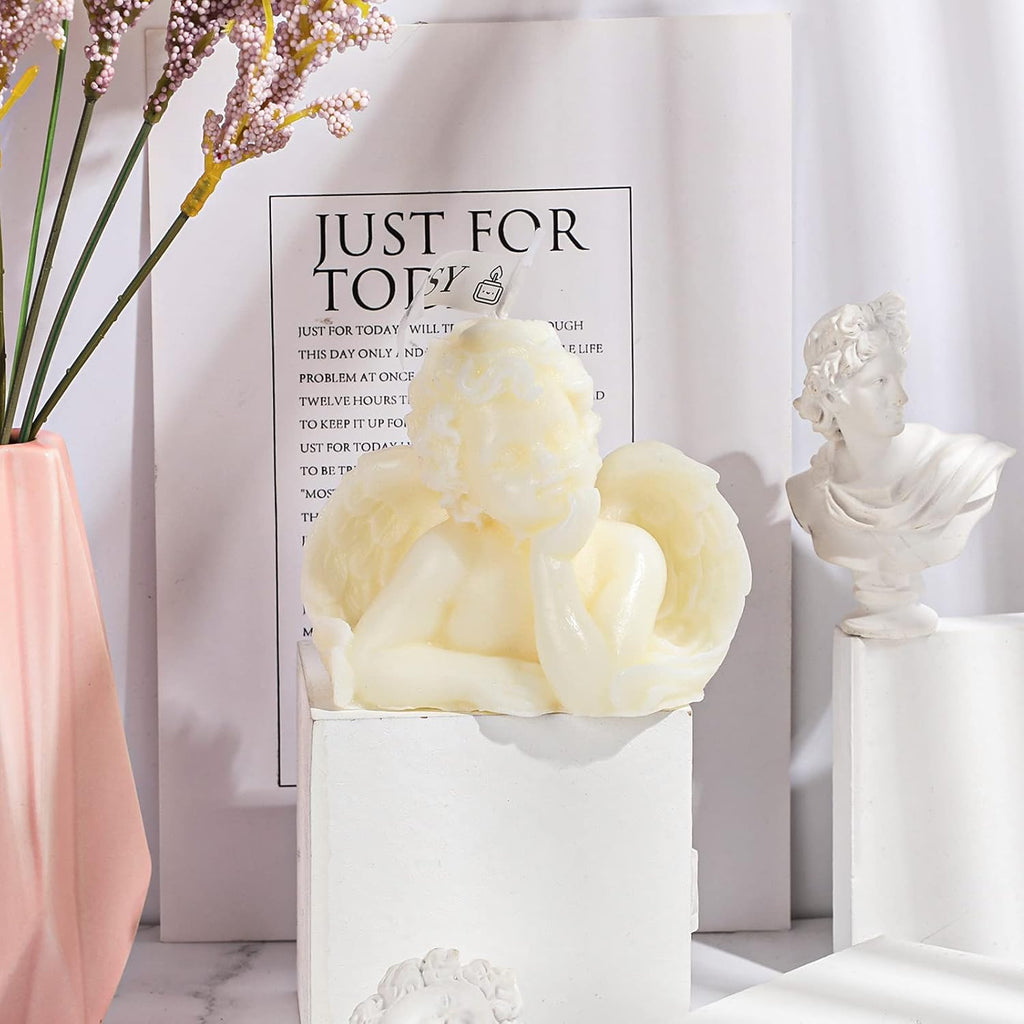 Nuanchu 2 Pieces Angel Candle Scented Candle Wax Vegan Room,White
