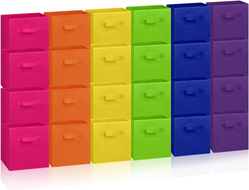 Hillban 24 Pcs Storage Cubes 11'' Collapsible Storage Bins Bulk, Multicolor