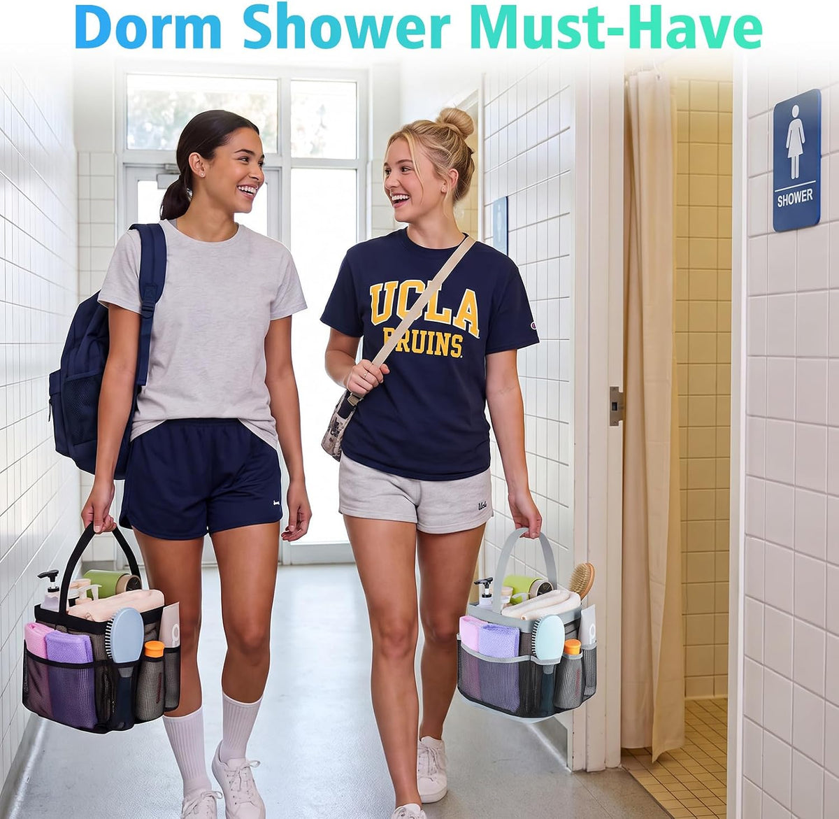 EUDELE 2 Pack Mesh Shower Caddy Portable for College Dorm Room Essentials, Shower Caddy Dorm with 9-Pocket Large Capacity,Shower Bag for Beach,Swimming,Gym