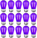 15 Pack S14 LED Purple Light Bulbs, Shatterproof 2 Watt