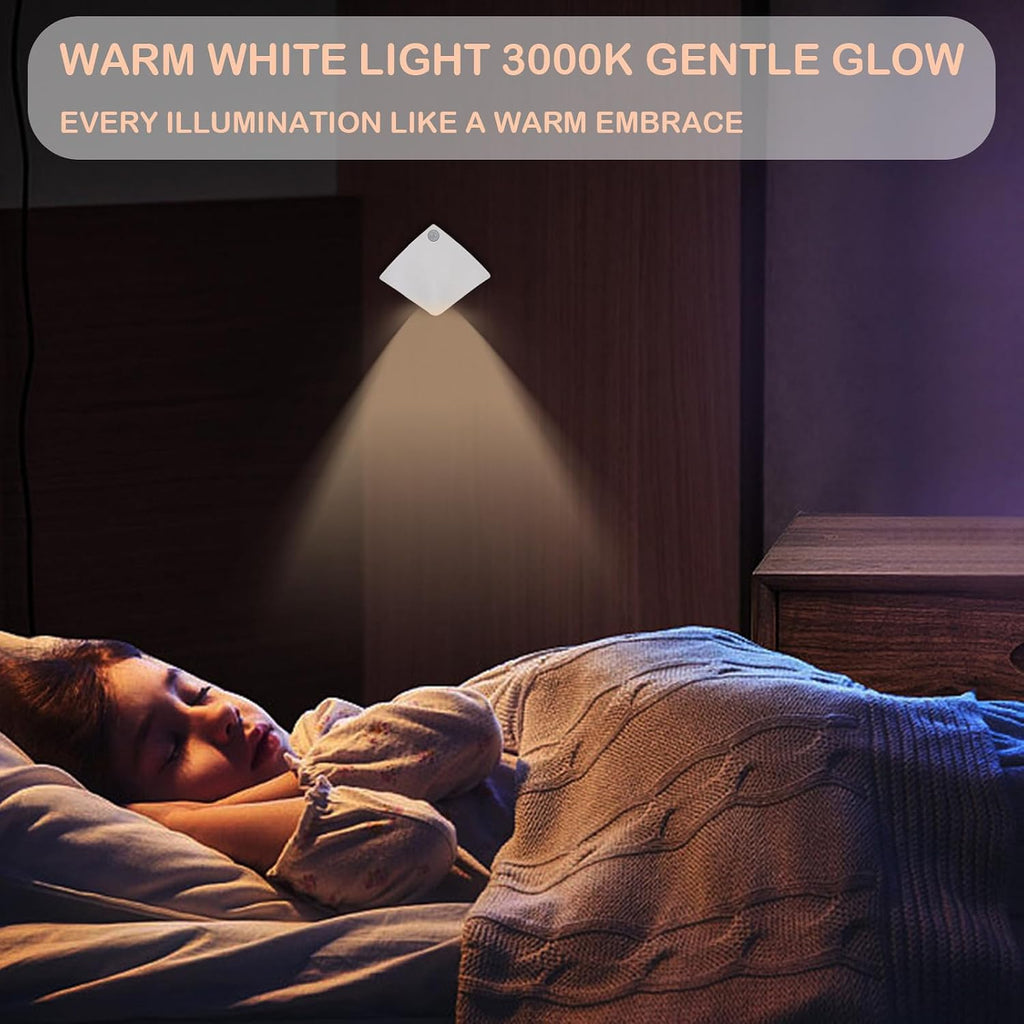 Rechargeable Motion Sensor Night Light, 3200K Magnetic Battery Stick-On LED Light with On/Off/Auto Mode, Portable Cordless Light for Closet, Bedroom, Hallway, Stairs, Cabinet, White (1 Pack)