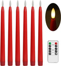 Stmarry Red Flameless Taper Candles with Remote Control - 11 Inch LED Candlesticks Battery Operated, Realistic 3D Flame with Wick, Timer, Christmas Decor - Set of 6