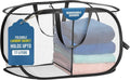 Foldable Laundry Basket - Popup and Collapsible, Durable Mesh Material, Folds for Storage, Easy Carry Handles - Great Hamper for College Dorm, Laundry Room or Travel (White-Black, 2-Compartments)