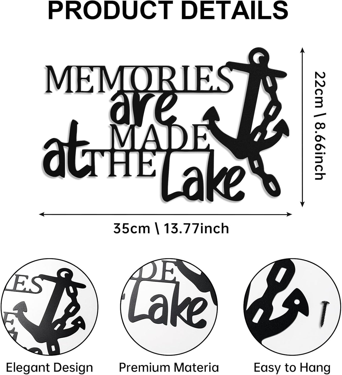 Hnatzu Memories Are Made at The Lake Metal Wall Art, Rustic Waterfront Cabin Decor for Indoor Outdoor Use,Lake Life Cottage Porch Decor,Unique Gift
