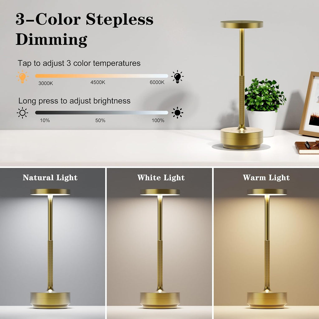 LED Ccordless Table Lamp Rechargeable,Battery Powered Outdoor Table Light