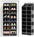 Yecaye 16-24 Pairs Over the Door Shoe Organizer, Large Capacity Hanging Shoe Rack for Door Hanger with Deep Pockets, 8 Tier Shoe Holder for Sneakers Boots Heels College Dorm Essentials, Black