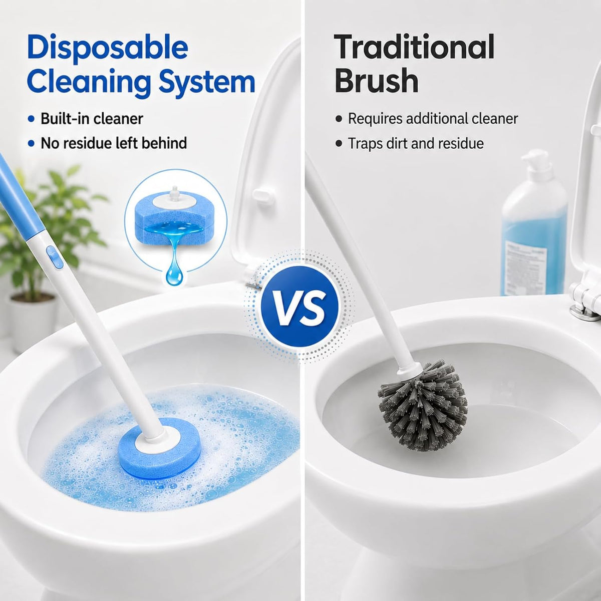 Disposable Toilet Brush 24 Refills & Pumice Stone Toilet Bowl Cleaner 5Pack