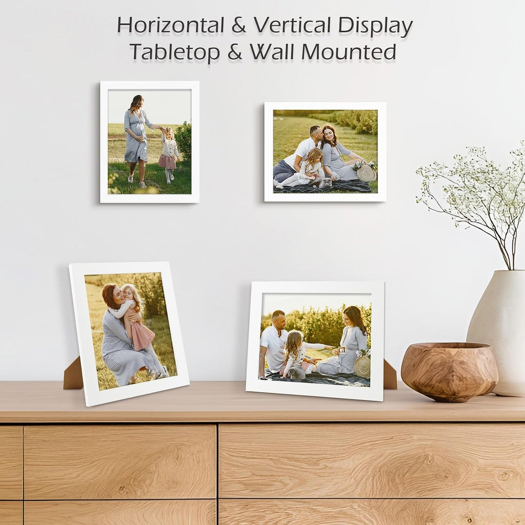 Golden State Art 8x10 White Picture Frame,Solid Wood&Real Glass,Fit 8x10