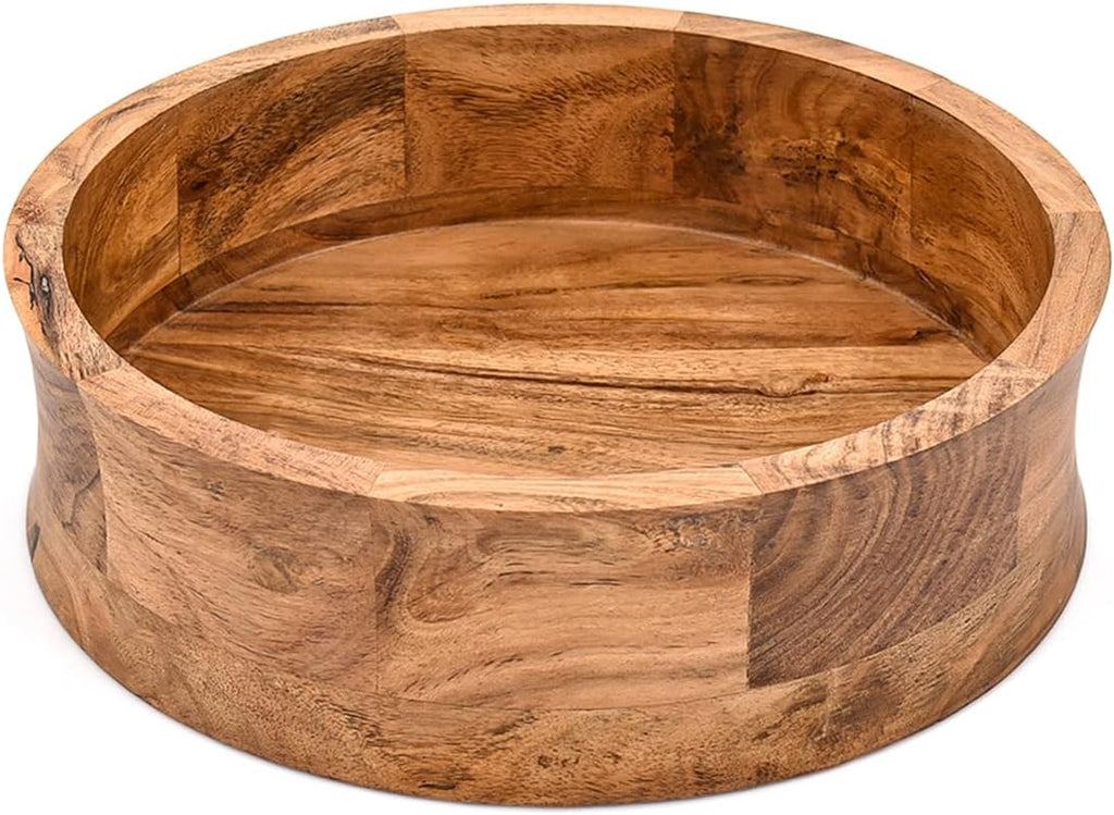 Rustic Acacia Wood Decorative Table Bowl – Unique Wooden Home Décor Centerpiece for Dining, Coffee Tables & Kitchen Styling (8" X 8" X 3")