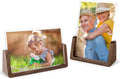 Mixoo 5x7 Picture Frame 2 Pack - Double Rustic Vintage Wooden Picture Frames 5x7 inch with Walnut Wood Base and High Definition Break Free Acrylic Glass Covers for Tabletop Desktop Display ( 5x7" Horizontal + Vertical)