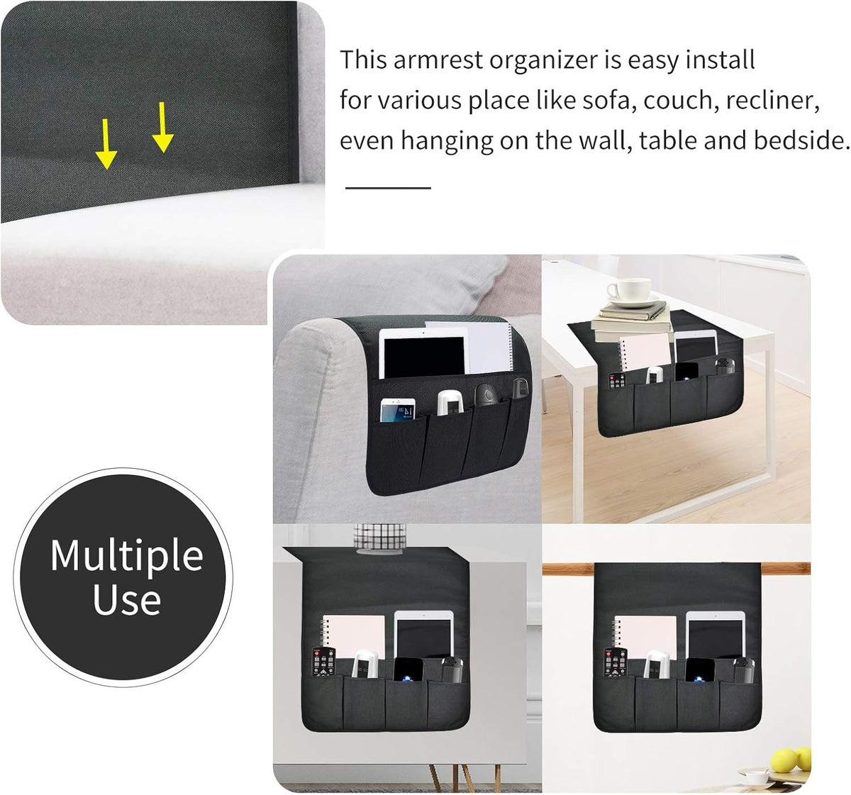 Remote Control Holders for Armchairs, Couch Caddy with Non-Slip Backing
