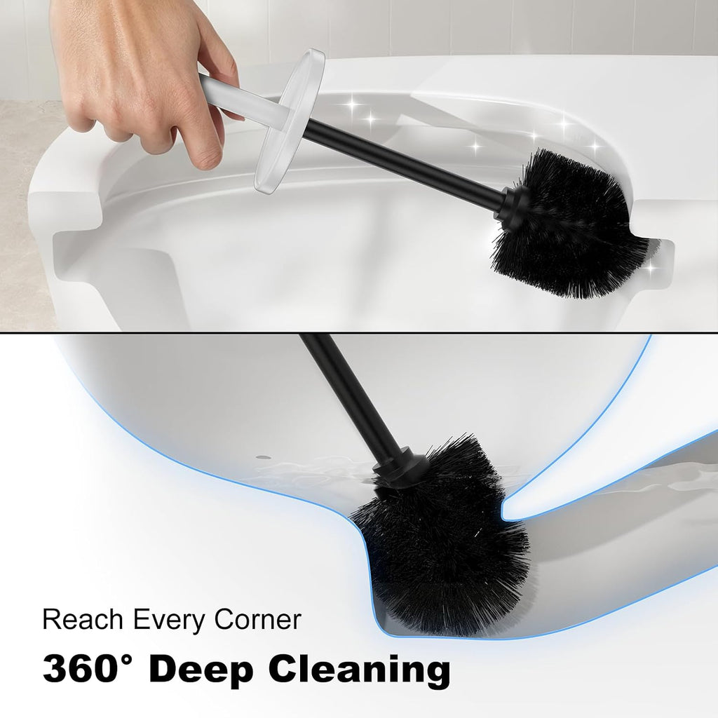 Metal Vertical Grain Toilet Bowl Brush and Holder Set Scrubber White