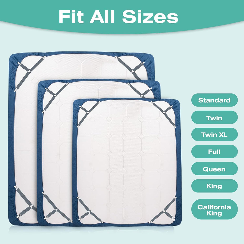 Bed Sheet Straps, Easy to Install Bed Sheet Clips, Fitted Sheet Clips Sheet Straps, Say Goodbye to The Messy Sheets (Gray-8 Pcs)