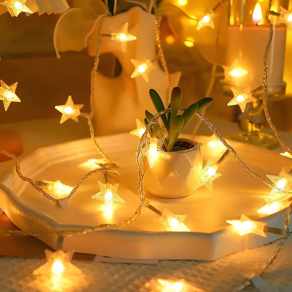 ANJAYLIA 20 LED Star Lights, 10FT Battery Operated Fairy Light, Warm White