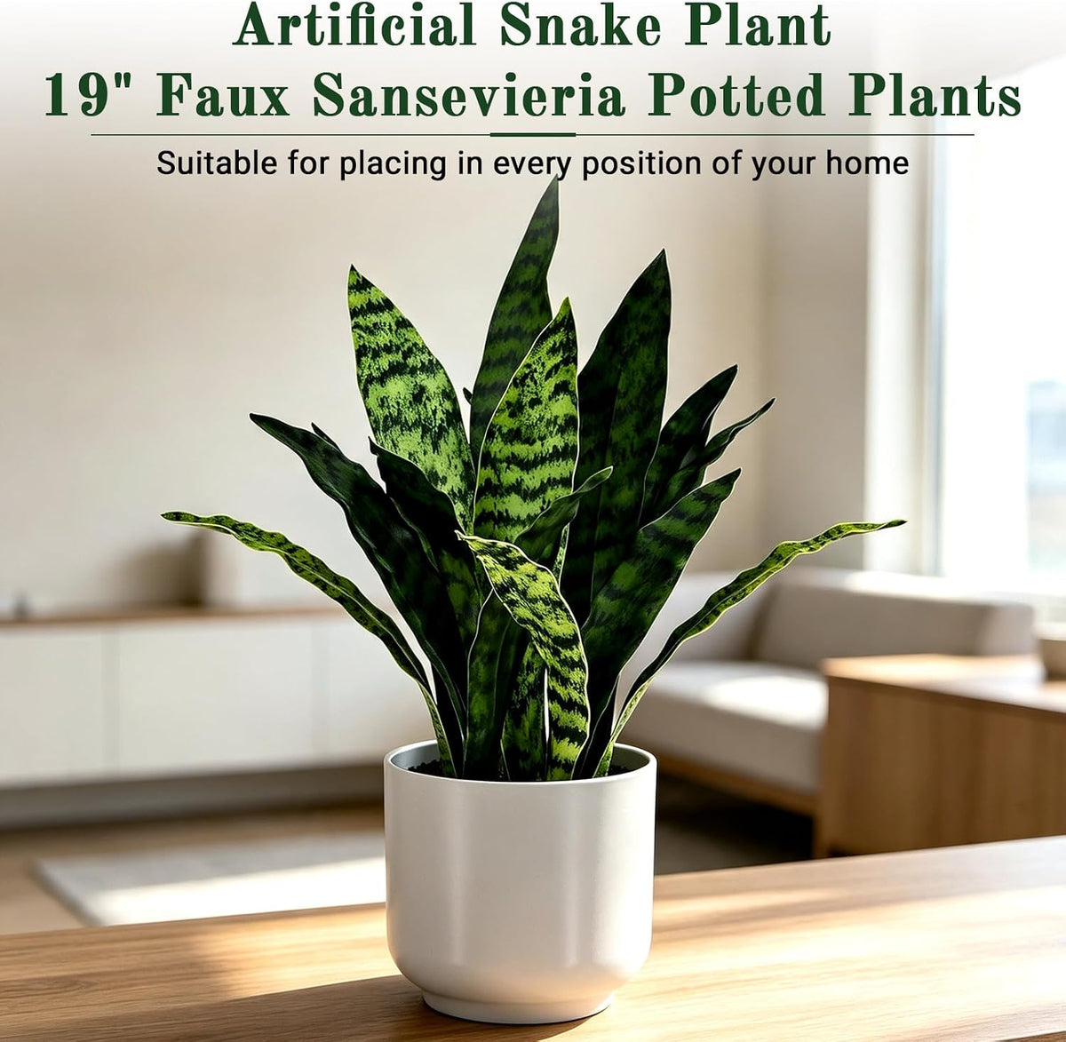 Faux Snake 19” Tall Artificial Plant Indoor for Home Decor
