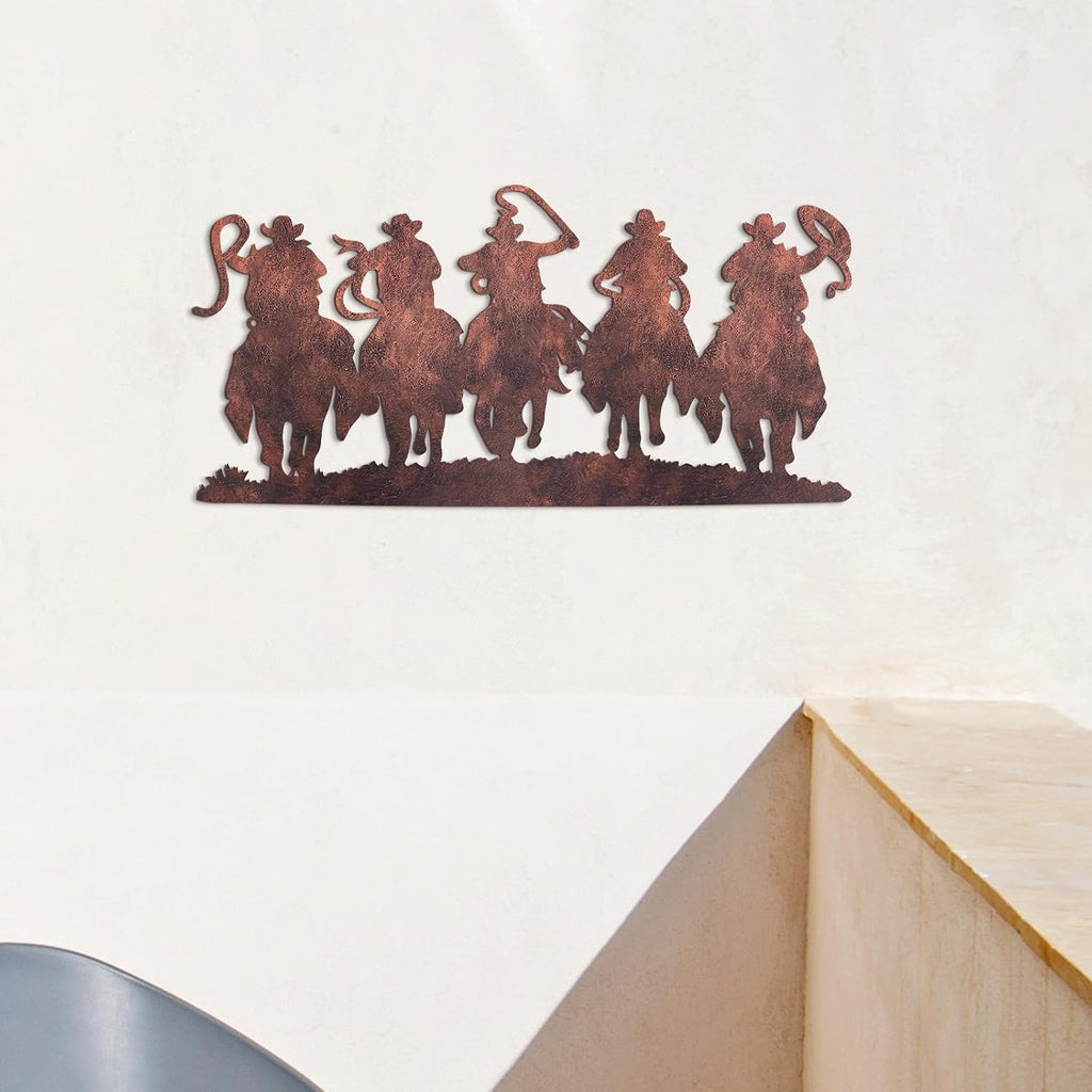 Zonon Western Cowboy Wall Decor Metal Cowboy Sign, Rust Color