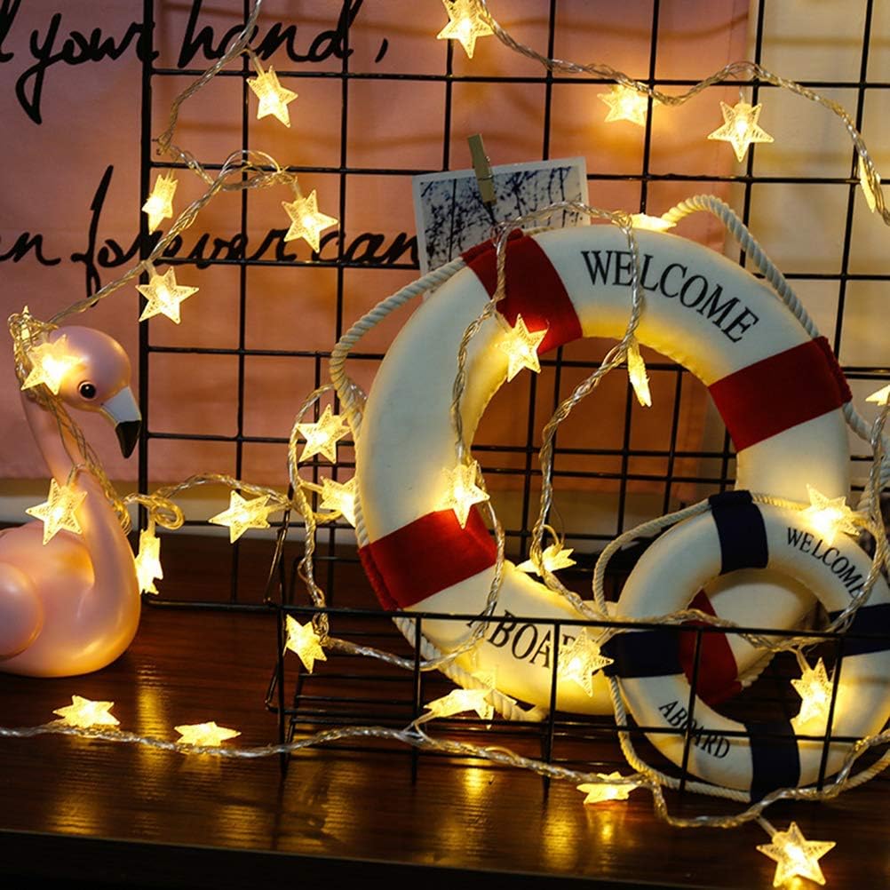 ANJAYLIA 20 LED Star Lights, 10FT Battery Operated Fairy Light, Warm White