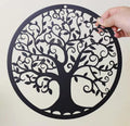 RESACO Tree of Life Wall Art Metal Tree Life Wall Decor Family Tree Wall Plaque 11 Inches Tree of Life Wall Hanging for Bathroom Kitchen Living Room Bedroom Indoor Outdoor（Black）