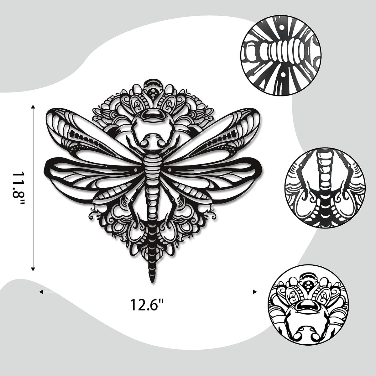 Rajukit Floral Dragonfly Metal Wall Art for Patio Garden