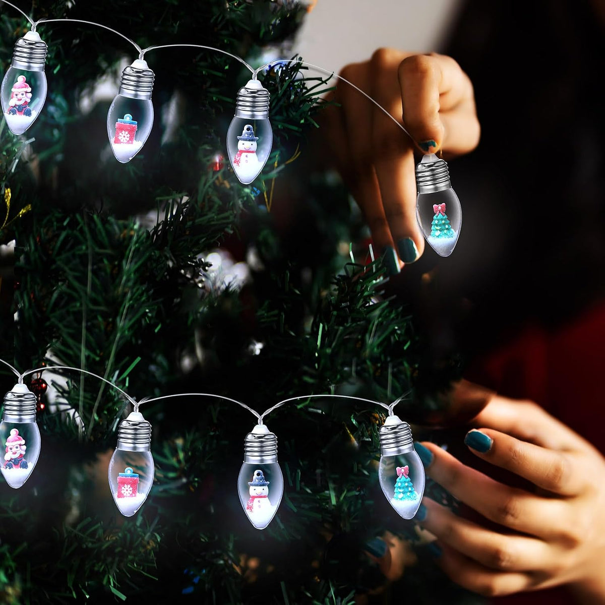 Aurelema Christmas Snow Globe String Lights, Cool White Light, 26ft 40 LED