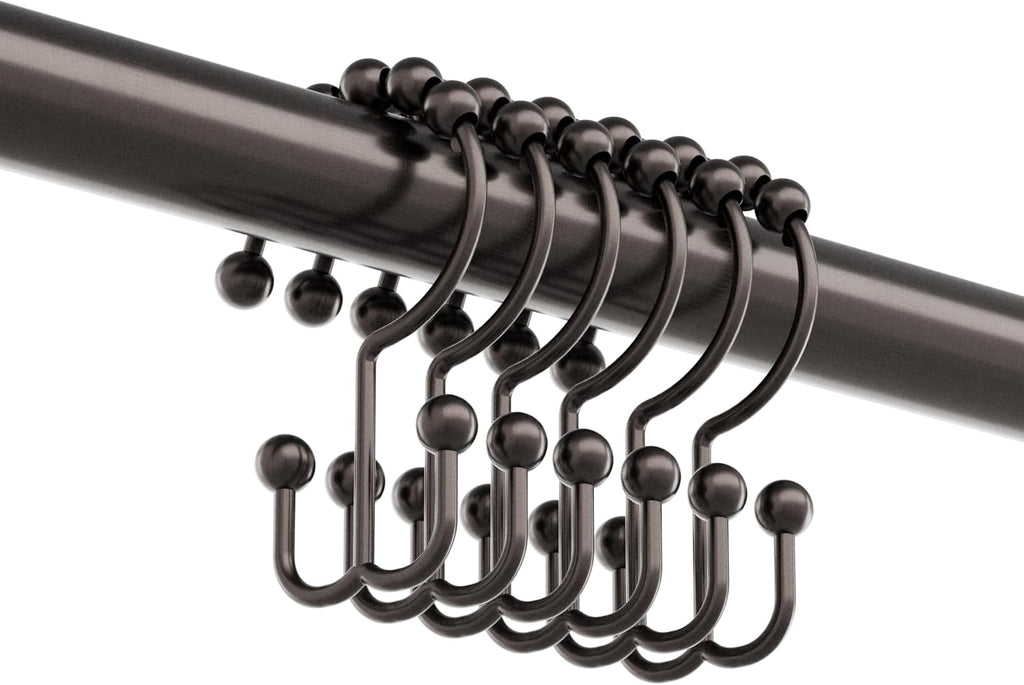 Zenna Home Metal Double Glide Shower Rings, Oil Rubbed Bronze – Set of 12 Heavy Duty, Rust-Resistant Shower Rings with Smooth Glide for Shower Curtains and Liners