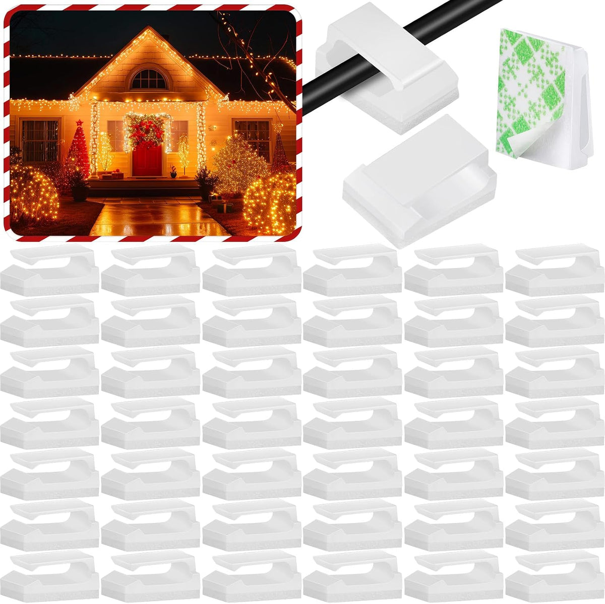 Hicarer 100 Pcs Adhesive Cable Clips Cord Holder, Large, White