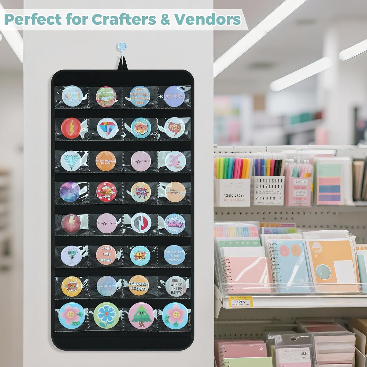 PACMAXI Hanging Badge Button Pin Organizer Display Storage Stand