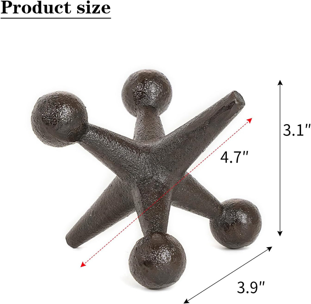 Sungmor Cast Iron Decorative Jack Statue, Home Office Accent Figurine, Antique Brown Jack Sculpture for Bookcase or Table Decoration, Creative Bookends, Paperweight, Door Stop
