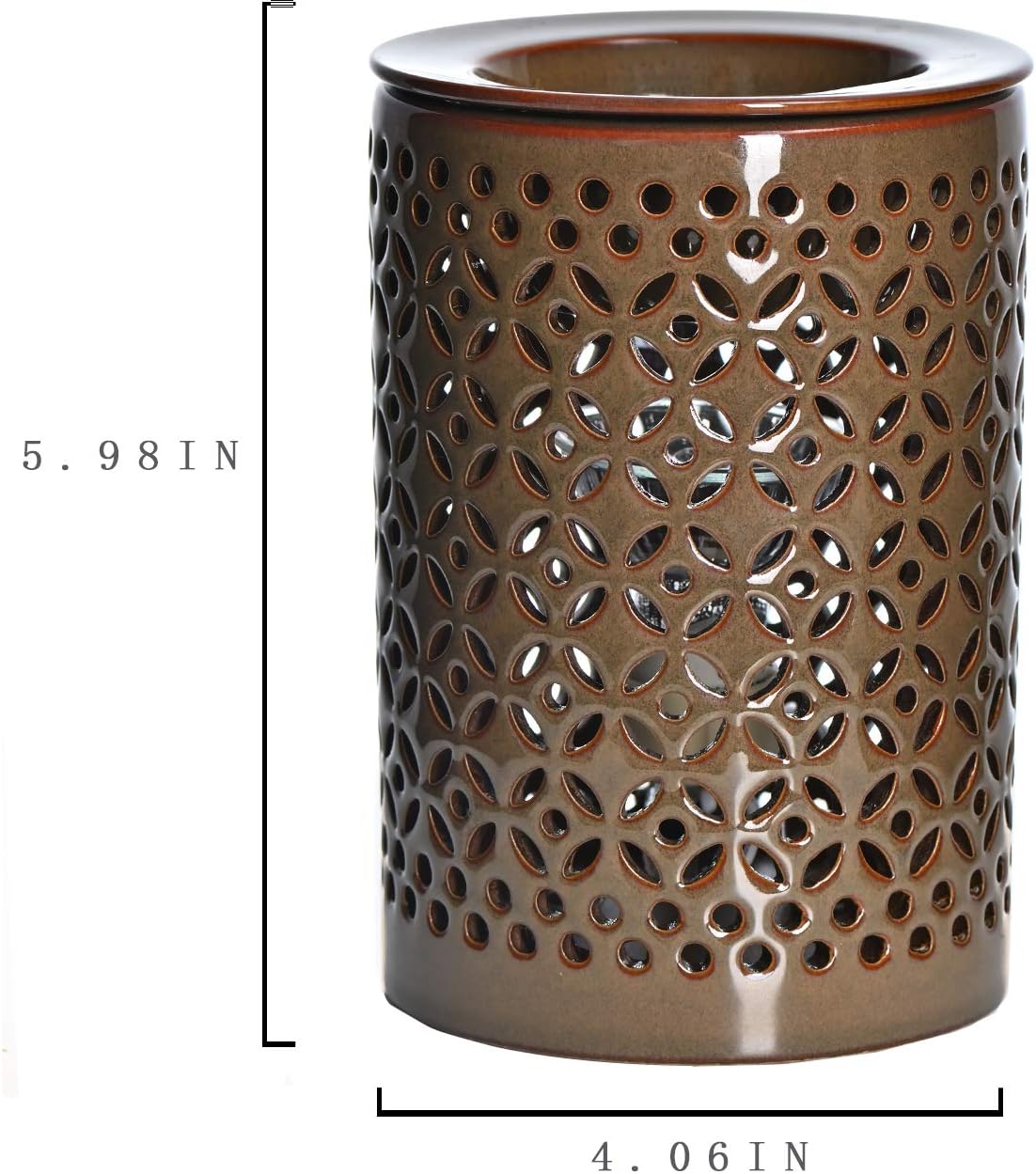 ASAWASA Ceramic Wax Melt Warmer with Timer and Silicone Dish （Dark Brown）