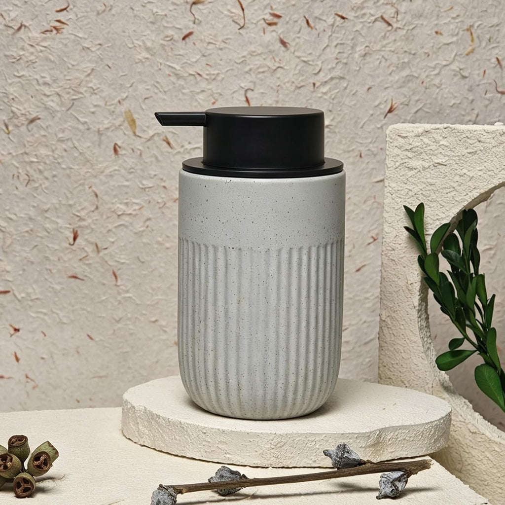 Blue Ceramic Foaming Soap Dispenser for Bathroom Countertop 13oz