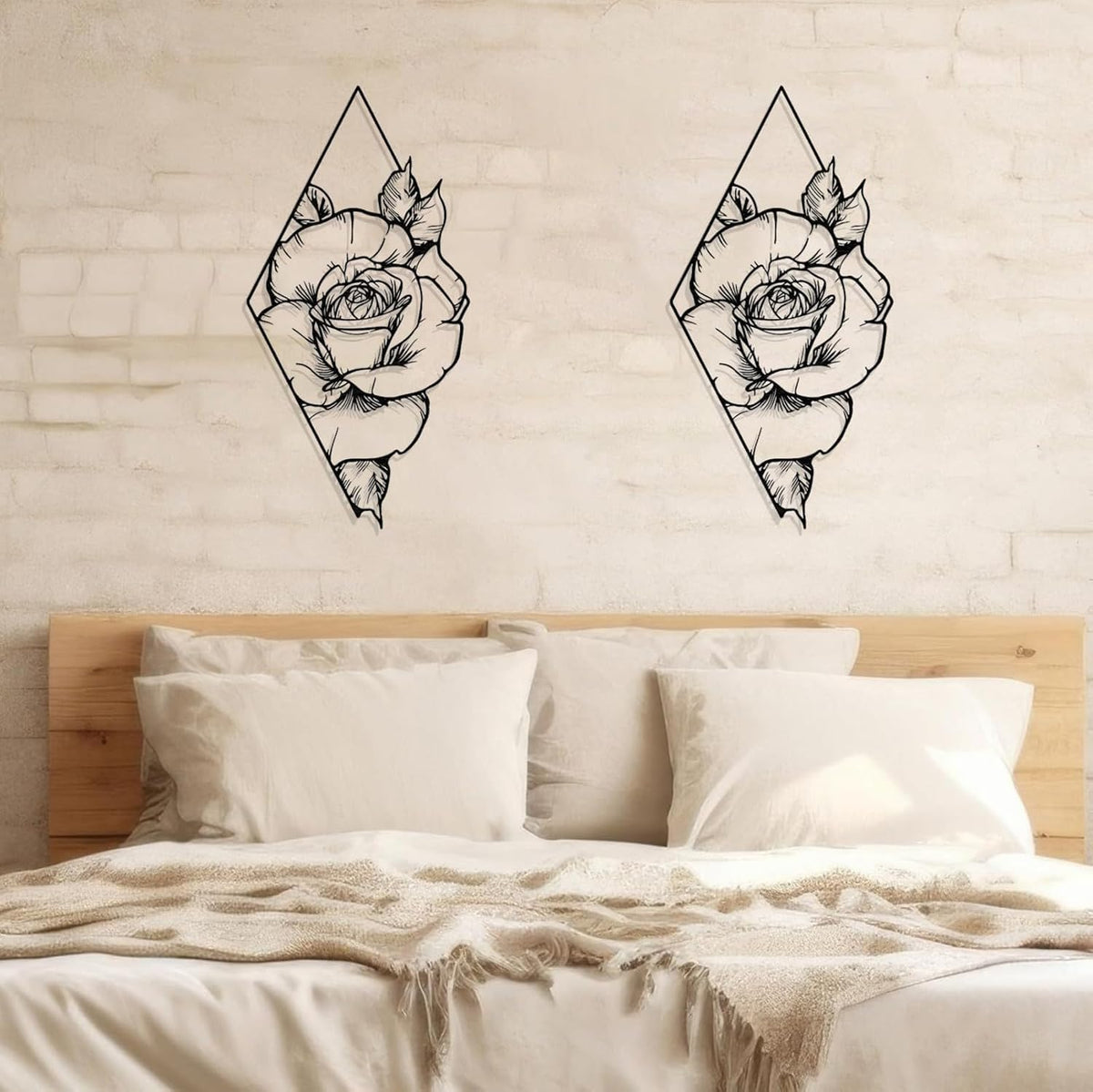 DUOOLN Metal Rose Wall Decor Art, Abstract Floral Hanging Sculpture Sign