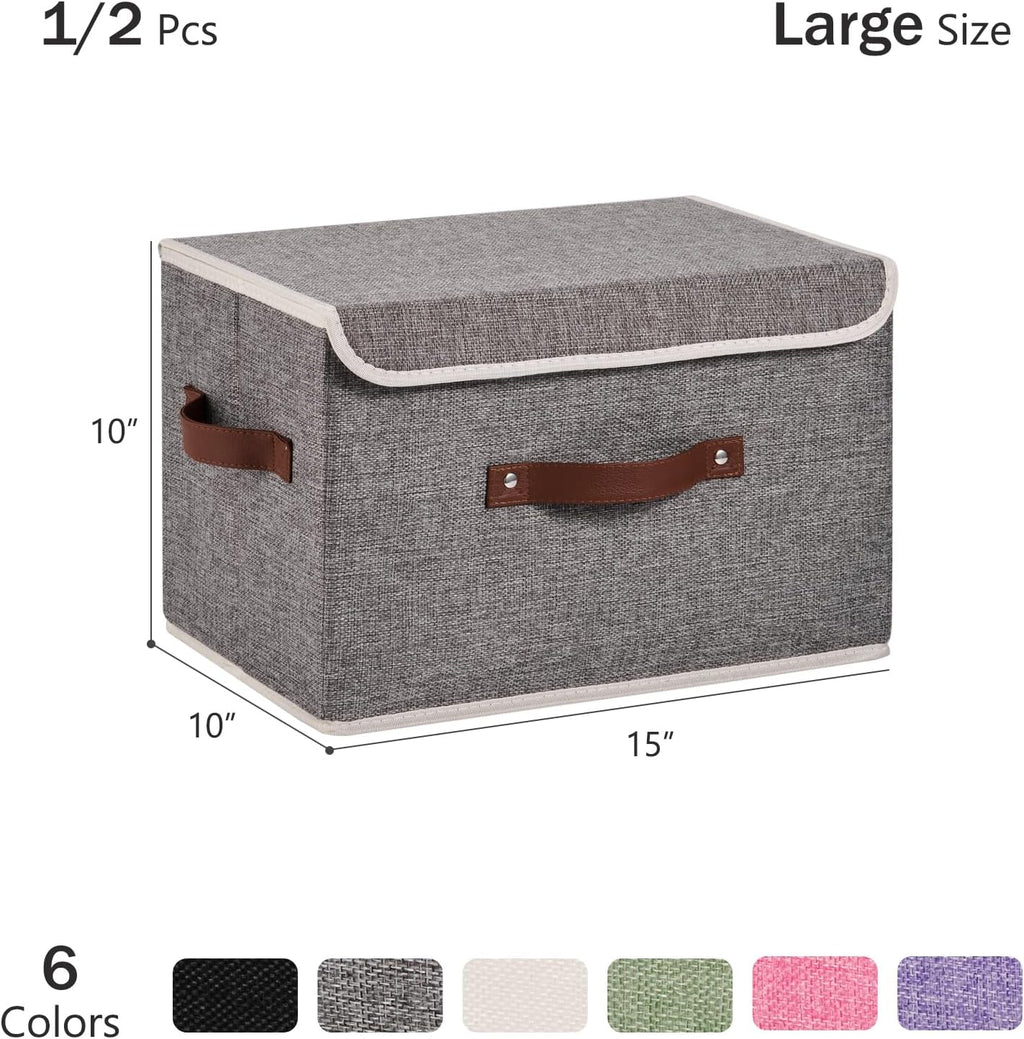 2PCS Storage Bins Boxes with Lids Decorative Fabric Baskets