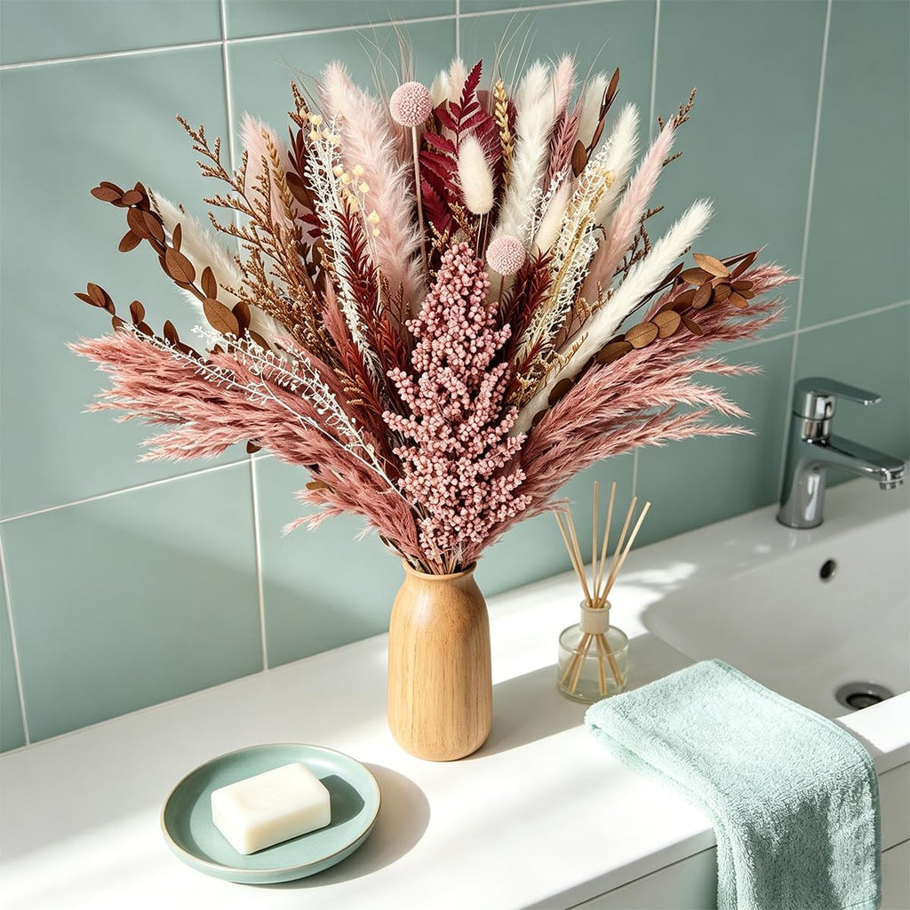 Dried Pampas Grass Bouquet, Dusty Rose & Terracotta Flower Bouquet
