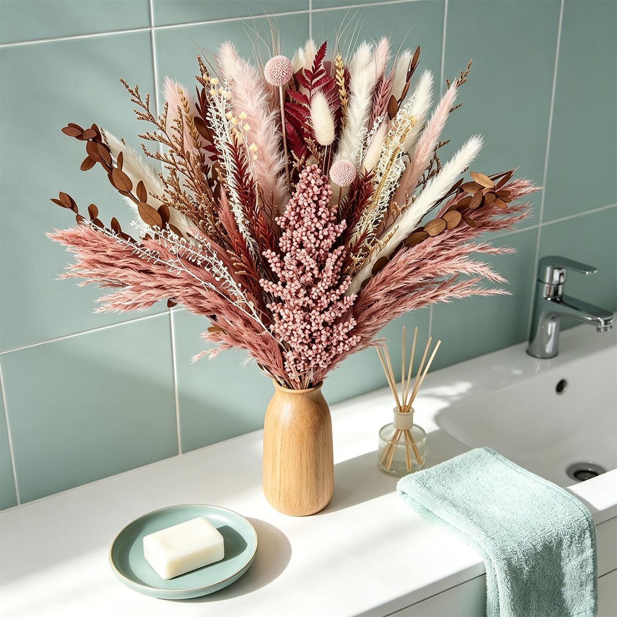 Dried Pampas Grass Bouquet, Dusty Rose & Terracotta Flower Bouquet
