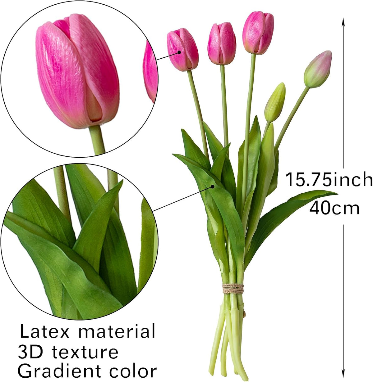 DUYONE 40Pcs Artificial Tulips Flowers, Soft Touch Realistic Latex Tulips Bouquet for Home Office Wedding Party Garden Decor, Fake Flowers for Dining Table Living Room Spring-B Peachblow Set