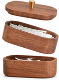 Solid Walnut Bathroom Canister, Cotton Swab and Floss Pick Holder