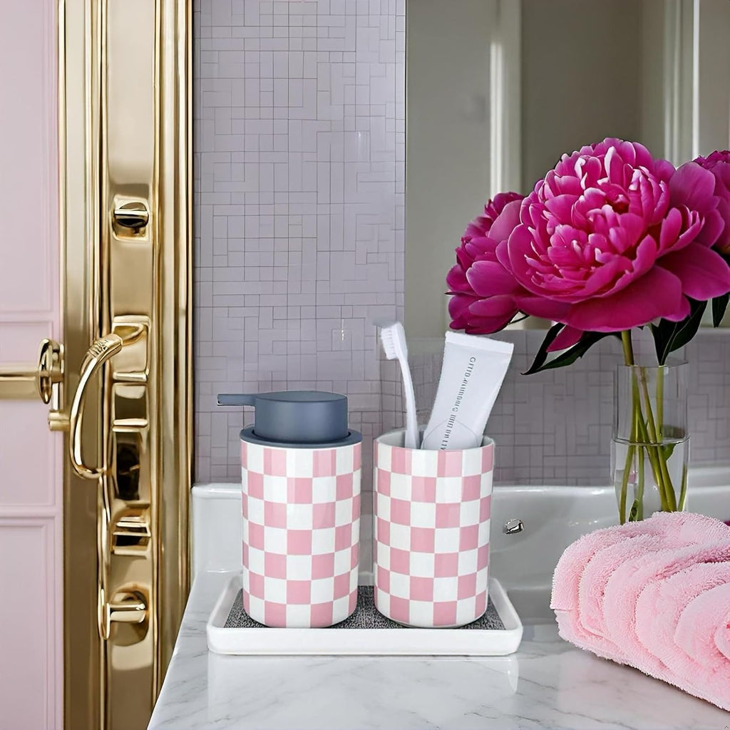Foaming Soap Dispenser, Cute Pink Foam Hand Soap Dispenser for Bathroom Countertop, Soap Hand Dispenser for Kitchen Bathrooms- Pink Bathroom Decor