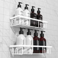 Getsrichfc Shower Caddy Adhesive, Rustproof Shower Shelves for Inside Shower, Large Capacity Bathroom Organizers and Storage, Shower Storage with Removable Hooks, No Drill Bathroom Accessories White