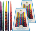 The Dreidel Company 2-Pack Dripless Hanukkah Candles, Multicolored Ombre Striped Deluxe Tapered Decorations, 1 Hour Burn Time, Chanukkah 45 Menorah Candles Box for All 8 Nights of Chanukah