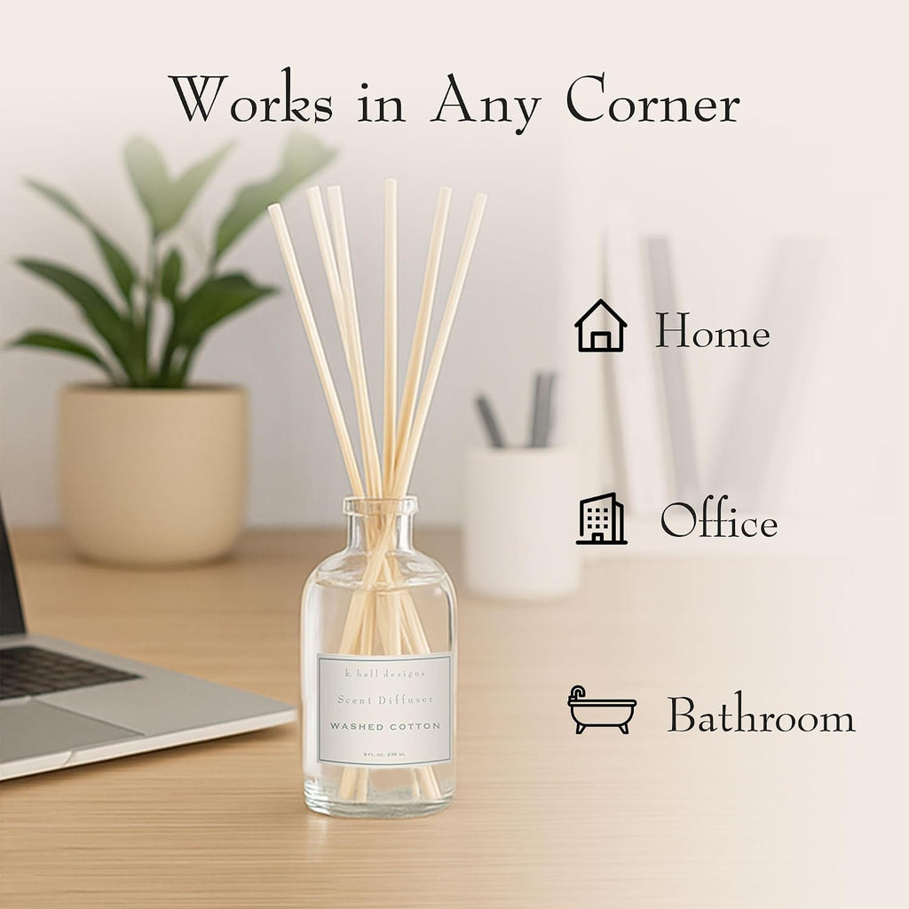 K. Hall Designs Washed Cotton Boxed Diffuser Kit, Refreshing Clean Scent