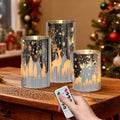 Silver Christmas Flameless Candles Battery Operated Remote Timer