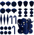 Velvet Ornaments for Christmas Tree Decorations - Navy Blue Flocked Christmas Ornament Set for Winter Holiday Decor - Shatterproof Xmas Balls Ornaments Bulk - Pack of 24