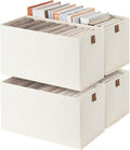 StorageWorks Narrow Storage Bins, 14¾"Lx7¾Wx8¼H, 4-Pack, Beige