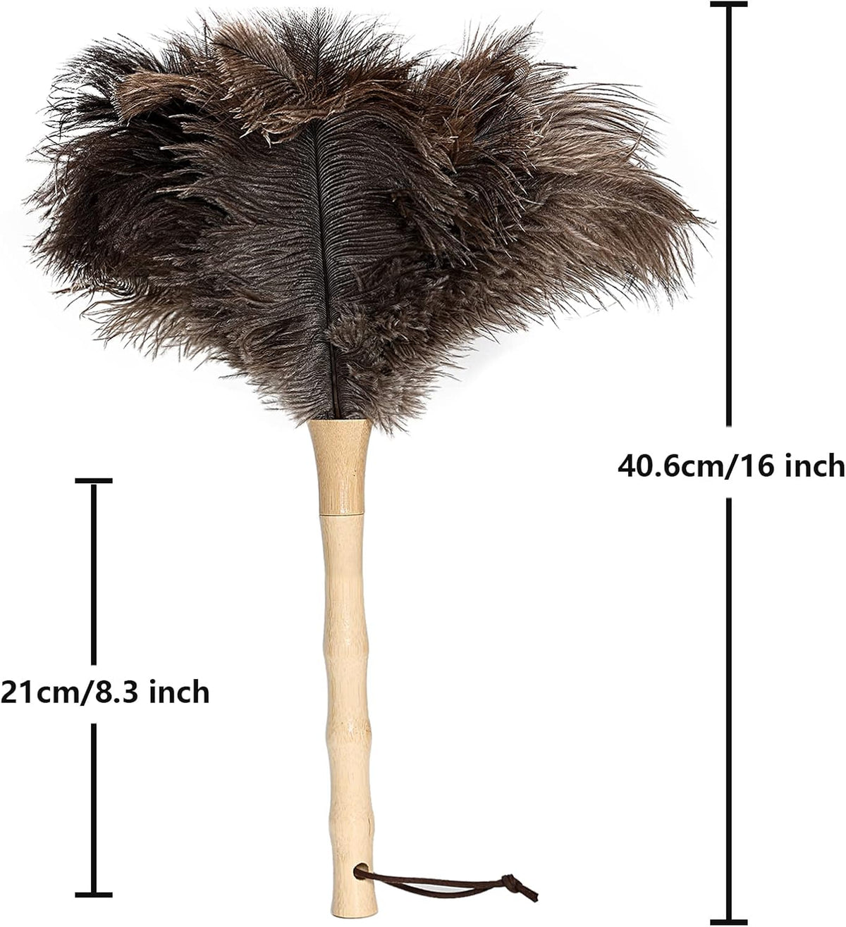 Ostrich Feather Duster 16 inch Fluffy Natural Genuine Ostrich Feathers with Wooden Handle and Eco-Friendly Reusable Handheld Ostrich Feather Duster for Cleaning Supplies(5PCS)