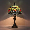 Tiffany Small Table Lamp, 8 Inch Baroque Stained Glass Accent Lamp, Vintage Bedside Lamp, for Bedroom, Living Room, Office, Dorm