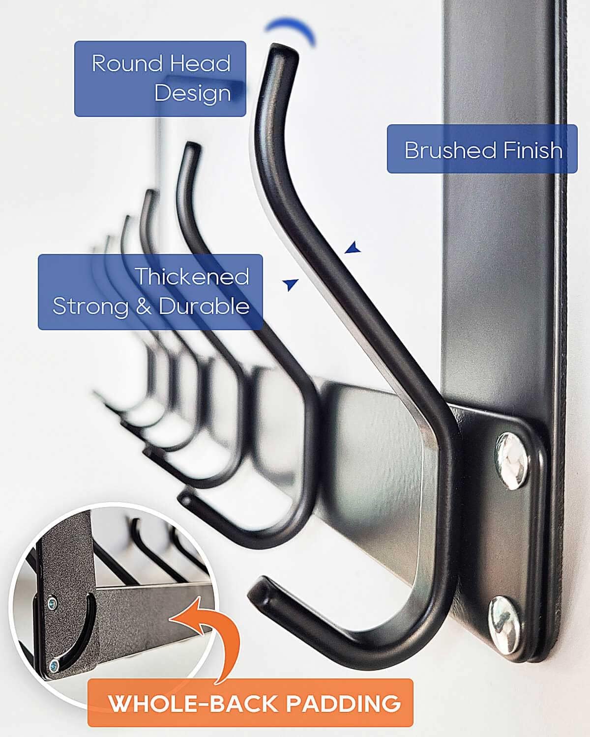 No Assembly Over The Door Hooks, Door Hanger, Door Coat Rack, Black