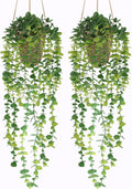 2 Pack Artificial Hanging Plants with Basket for Indoor Outdoor Decor