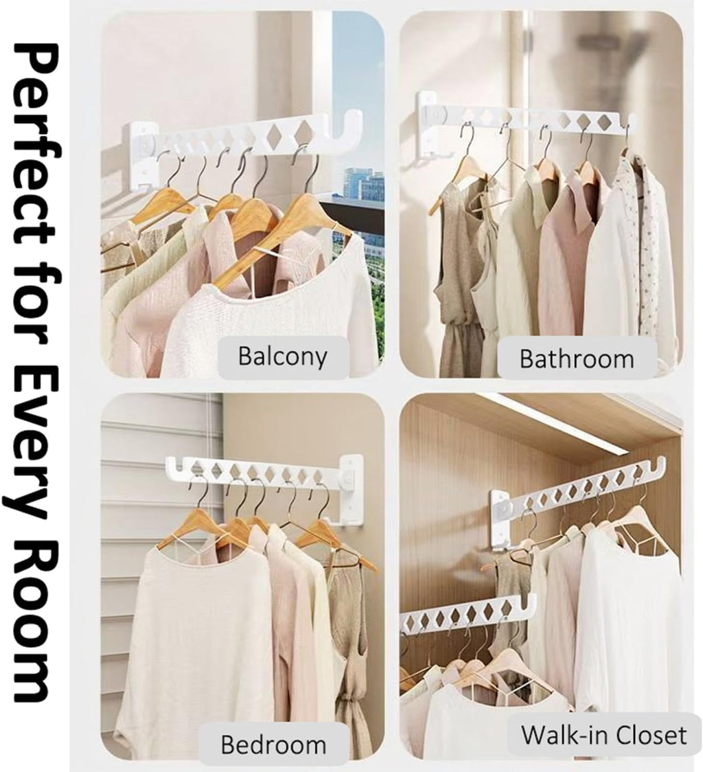 Wall Mounted Drying Rack, 8-Hole Clothes Rack Laundry Room, White