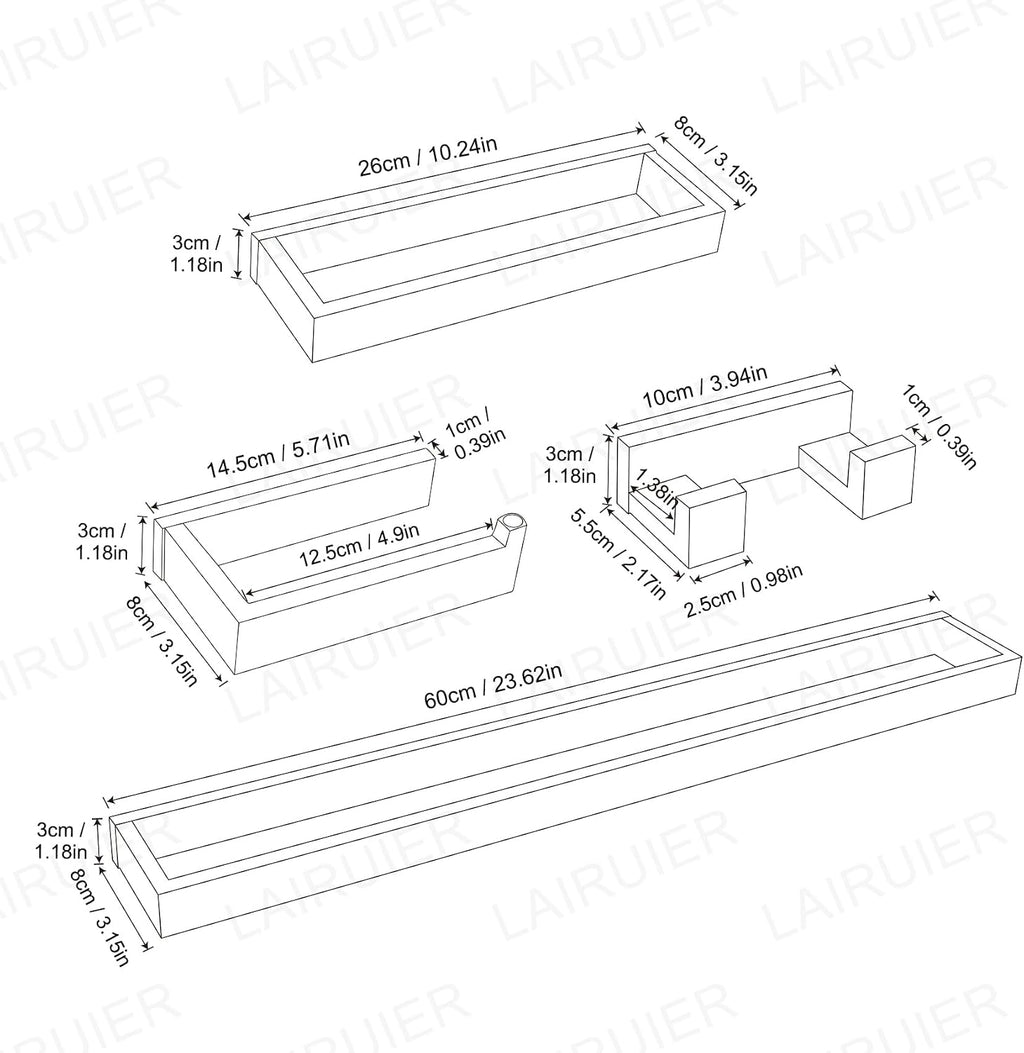 Lairuier Brushed Gold Bathroom Hardware Accessories, 4PCS Towel Bar Set