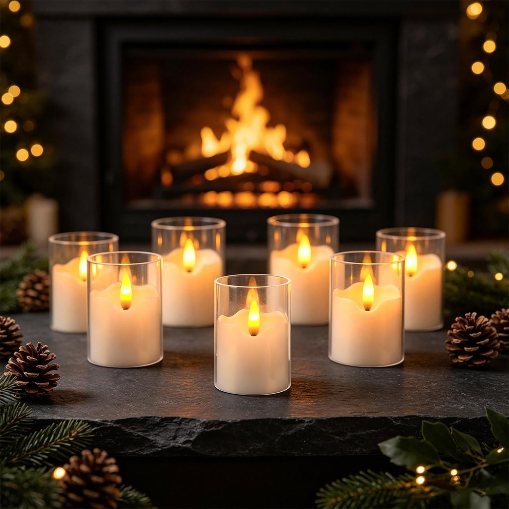 12Pcs Acrylic Flameless LED Tea Lights Candles with Remote Timer